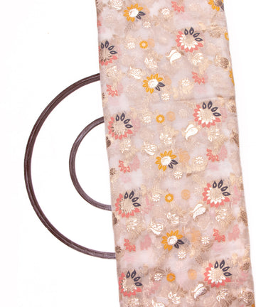 White Colour Floral Embroidery Dyeable Viscose Organza Silk Fabric